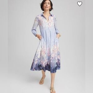 Chico's Pastel Floral Long Sleeve Dress